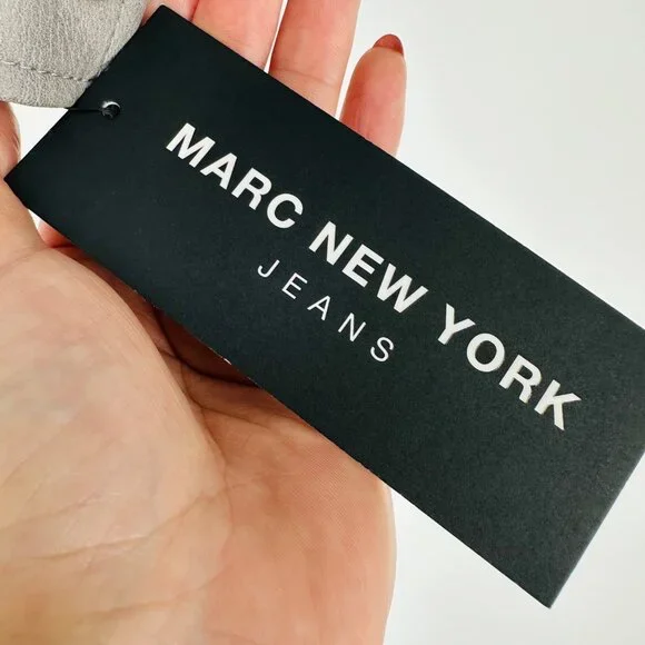 Marc New York Womens Grey Faux Leather Snap Button Long Sleeve Bomber Jacket L - Picture 11 of 11